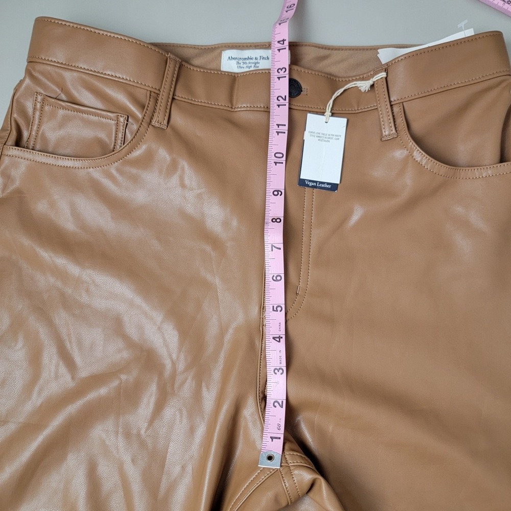 Abercrombie & Fitch Pant Curve Love 90s Straight Ultra High Rise Faux Leather 14 - Picture 6 of 12